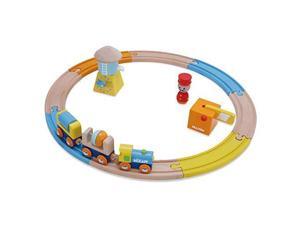 Wooden Railway Train Set for Kids, Toddlers Ages 18mo Plus. Boys & Girls Love 8 Piece Starter Track Pack with Water Tower, Crossing Gate, Conductor, Engine, 2 Cars. Compatible with All Major Brands Wooden Railway Train Set for Kids, Toddlers Ages 18mo Plus. Boys & Girls Love 8 Piece Starter Track Pack with Water Tower, Crossing Gate, Conductor, Engine, 2 Cars. Compatible with All Major Brands