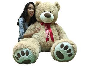Big Plush Giant Teddy Bear 5 Feet Tall - Custom Personalized Your Name or Message Imprinted on Bear's Neck Ribbon Bow - Tan Color with Bigfoot Paws Giant Stuffed Animal Bear Big Plush Giant Teddy Bear 5 Feet Tall - Custom Personalized Your Name or Message Imprinted on Bear's Neck Ribbon Bow - Tan Color with Bigfoot Paws Giant Stuffed Animal Bear