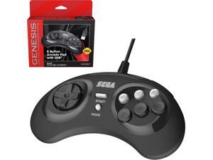 Retro-Bit Official Sega Genesis 8-Button Arcade Pad- USB Port - Black - PC/Mac