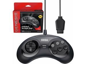 Retro-Bit Official Sega Genesis Controller 6-Button Arcade Pad - Clear BlACK
