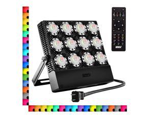 SANSI 100W RGB LED Floodlight with Plug, 16 Colors 4 Modes Color Changing  Dimmable Decorative Party Stage Landscape Light with Remote Control, IP66  