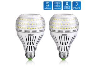 SANSI A21 22W (250-200Watt Equivalent)Omni-directional Ceramic LED Light Bulbs–3000 lumens, 5000K Daylight, CRI 80+, E26 Medium Screw Base Home Lighting (2Pack)