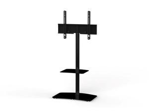Sonorous PL-2810 Modern TV Floor Stand Mount / Bracket with Tempered Glass Shelf For Sizes up to 60" (Steel Construction) - Black Sonorous PL-2810 Modern TV Floor Stand Mount / Bracket with Tempered Glass Shelf For Sizes up to 60" (Steel Construction) - Black