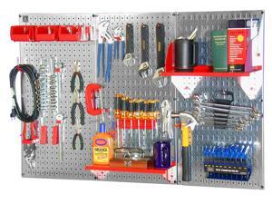 Wall Control 4ft Metal Pegboard Standard Tool Storage Kit - Galvanized Metallic Toolboard & Red Accessories Wall Control 4ft Metal Pegboard Standard Tool Storage Kit - Galvanized Metallic Toolboard & Red Accessories