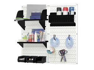 Wall Control Pegboard Hobby Craft Pegboard Organizer Storage Kit with White Pegboard and Black Accessories Wall Control Pegboard Hobby Craft Pegboard Organizer Storage Kit with White Pegboard and Black Accessories