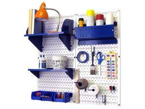 Wall Control Pegboard Hobby Craft Pegboard Organizer Storage Kit with White Pegboard and Blue Accessories