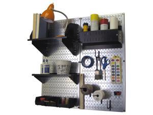 Wall Control Pegboard Hobby Craft Pegboard Organizer Storage Kit with Metallic Galvanized Steel Pegboard and Black Accessories Wall Control Pegboard Hobby Craft Pegboard Organizer Storage Kit with Metallic Galvanized Steel Pegboard and Black Accessories