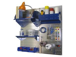 Wall Control Pegboard Hobby Craft Pegboard Organizer Storage Kit with Metallic Galvanized Steel Pegboard and Blue Accessories Wall Control Pegboard Hobby Craft Pegboard Organizer Storage Kit with Metallic Galvanized Steel Pegboard and Blue Accessories