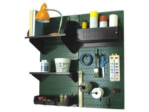 Wall Control Pegboard Hobby Craft Pegboard Organizer Storage Kit with Green Pegboard and Black Accessories