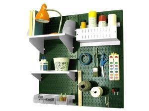 Wall Control Pegboard Hobby Craft Pegboard Organizer Storage Kit with Green Pegboard and White Accessories Wall Control Pegboard Hobby Craft Pegboard Organizer Storage Kit with Green Pegboard and White Accessories