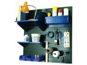 Wall Control Pegboard Hobby Craft Pegboard Organizer Storage Kit with Green Pegboard and Blue Accessories