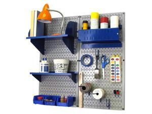 Wall Control Pegboard Hobby Craft Pegboard Organizer Storage Kit with Gray Pegboard and Blue Accessories Wall Control Pegboard Hobby Craft Pegboard Organizer Storage Kit with Gray Pegboard and Blue Accessories