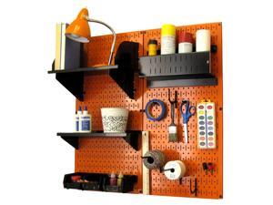 Wall Control Pegboard Hobby Craft Pegboard Organizer Storage Kit with Orange Pegboard and Black Accessories Wall Control Pegboard Hobby Craft Pegboard Organizer Storage Kit with Orange Pegboard and Black Accessories