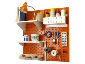 Wall Control Pegboard Hobby Craft Pegboard Organizer Storage Kit with Orange Pegboard and White Accessories
