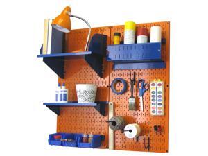 Wall Control Pegboard Hobby Craft Pegboard Organizer Storage Kit with Orange Pegboard and Blue Accessories Wall Control Pegboard Hobby Craft Pegboard Organizer Storage Kit with Orange Pegboard and Blue Accessories