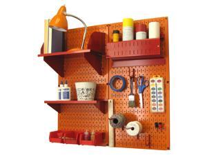 Wall Control Pegboard Hobby Craft Pegboard Organizer Storage Kit with Orange Pegboard and Red Accessories Wall Control Pegboard Hobby Craft Pegboard Organizer Storage Kit with Orange Pegboard and Red Accessories