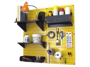 Wall Control Pegboard Hobby Craft Pegboard Organizer Storage Kit with Yellow Pegboard and Black Accessories