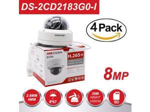 Hikvision 8MP H265+ 4K HD DS-2CD2183G0-I PoE IP Network Dome Security Camera with EXIR 98ft Night Vision, Smart H.265+ WDR, SD Card Slot, ONVIF, IP67 [English Version] (2.8mm Lens,4-Pack)
