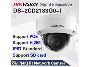 Hikvision IP Camera New Version DS-2CD2183G0-I 2.8mm PoE Dome Camera 3-Axis Adjustment HD 4K HD IR up to 30m Ip67 IK10 H.265+ Support ONVIF ISAPI English Version,1-Pack