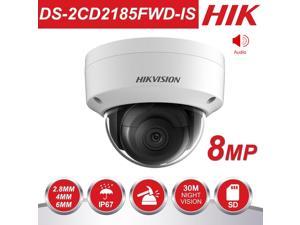 New Hikvision Original English version DS-2CD2185FWD-IS 8MP Outdoor Dome ip Camera H.265 Updatable CCTV Camera With Audio and Alarm Interface security kamera, (8MP, 2.8 Fixed Lens, 1Pcs)