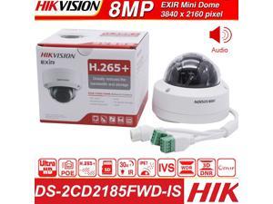 Hikvision New Original English version Dome IP POE DS-2CD2185FWD-IS 8MP Outdoor H.265 Updatable CCTV Camera With Audio and Alarm Interface security Camera, (8MP, 2.8 Fixed Lens, 1Pcs)