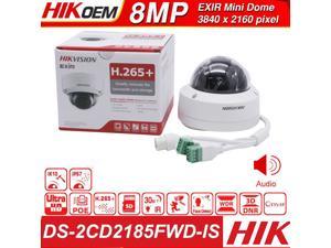 New Hikvision Original English version 8MP Dome IP Camera PoE Outdoor Weatherproof IP67 CCTV Security Surveillance Night Vision IR 30M DS-2CD2185FWD-IS, (8MP, 4 Fixed Lens, 1Pcs)