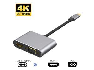 USB C to HDMI VGA Adapter,Jansicotek USB Type-C Hub with 4K HDMI, 1080P VGA, Compatible with MacBook Pro, Chromebook and More USB Type-C Devices USB C to HDMI VGA Adapter,Jansicotek USB Type-C Hub with 4K HDMI, 1080P VGA, Compatible with MacBook Pro, Chromebook and More USB Type-C Devices