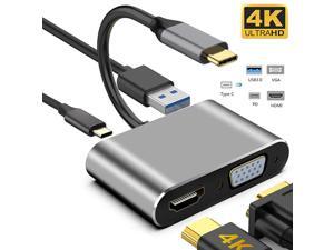 USB C to 4K HDMI VGA Adapter ,Jansicotek 4-in-1 Type C Hub with USB 3.0 Charging Power PD Port Compatible for Nintendo Switch/MacBook Pro/iPad Pro/ Samsung Galaxy/Dell XPS -Gray USB C to 4K HDMI VGA Adapter ,Jansicotek 4-in-1 Type C Hub with USB 3.0 Charging Power PD Port Compatible for Nintendo Switch/MacBook Pro/iPad Pro/ Samsung Galaxy/Dell XPS -Gray