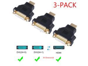 HDMI to DVI Converter Adapter, Jansicotek Bi-Directional HDMI Male to DVI Female Adapter, 1080p DVI-D Gender Changer Adapter with Gold-Plated Cord 3 Pack