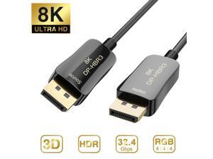 Wanmingtek DP Fiber Optic Cable 33ft, Displayport 1.4 Fiber Optic Cable, High Speed 32.4 Gbps Support 8K@60Hz 4K@120Hz, DP1.4 Fiber DP to DP Cable Gold Plated, Black Wanmingtek DP Fiber Optic Cable 33ft, Displayport 1.4 Fiber Optic Cable, High Speed 32.4 Gbps Support 8K@60Hz 4K@120Hz, DP1.4 Fiber DP to DP Cable Gold Plated, Black
