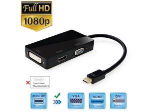 Jansicotek 3-in-1 1080P Mini DisplayPort (Thunderbolt) to DVI VGA HDMI TV Adapter Cable for Apple iMac and MacBook Surface Book Surface Pro 3/4 ThinkPad X1 – (1080P, Black) Jansicotek 3-in-1 1080P Mini DisplayPort (Thunderbolt) to DVI VGA HDMI TV Adapter Cable for Apple iMac and MacBook Surface Book Surface Pro 3/4 ThinkPad X1 – (1080P, Black)