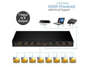 HDMI Splitter 1 in 8 Out,Jansicotek 8 Port Support 3D Full Ultra HD1080P with Power Adapter HDMI Splitter Audio Video Distributor HDMI Splitter 1 in 8 Out,Jansicotek 8 Port Support 3D Full Ultra HD1080P with Power Adapter HDMI Splitter Audio Video Distributor