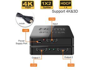 Jansicotek HDMI Splitter 1 in 2 Out, (One Input To Two Outputs) HDMI 1.4 Splitter, Supports 4Kx2K,HDCP 1.2 & 3D 1080P Compatible for Xbox PS4 Blu-Ray HDTV (Black) Jansicotek HDMI Splitter 1 in 2 Out, (One Input To Two Outputs) HDMI 1.4 Splitter, Supports 4Kx2K,HDCP 1.2 & 3D 1080P Compatible for Xbox PS4 Blu-Ray HDTV (Black)