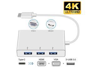 Jansicotek USB C Hub Adapter(Thunderbolt 3 Compatible), USB Type C Hub to 4K HDMI,1080P VGA,3*USB3.0 ,Compatible with Samsung DeX for Galaxy S10/S9/S8,MacBook/MacBook