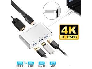 USB C Hub, 5-in-1 USB C Adapter (Thunderbolt 3) to 4K HDMI,1080P VGA, 3 USB 3.0, USB C Dock Compatible Apple MacBook Pro MacBook Air Pro, Chromebook and Other Type C Laptops USB C Hub, 5-in-1 USB C Adapter (Thunderbolt 3) to 4K HDMI,1080P VGA, 3 USB 3.0, USB C Dock Compatible Apple MacBook Pro MacBook Air Pro, Chromebook and Other Type C Laptops
