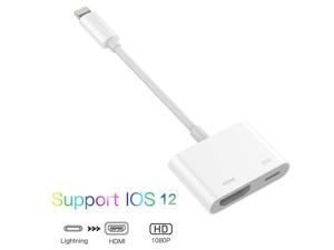 Lighting to HDMI Adapter Compatible with iPhone XS, XR, X 8/7/Plus iPad iPod, Naiyaa Lighting Digital AV Adapter with Lighting Charging Port for HD TV Monitor Projector 1080P (White) Lighting to HDMI Adapter Compatible with iPhone XS, XR, X 8/7/Plus iPad iPod, Naiyaa Lighting Digital AV Adapter with Lighting Charging Port for HD TV Monitor Projector 1080P (White)