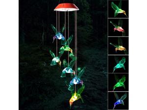 LED Hummingbird Solar Wind Chimes Light Outdoor Hanging  Waterproof Mobile Romantic Solar Powered Changing Color Gifts Wind Chimes for Home Party Festival Night Garden DecorationHummingbird