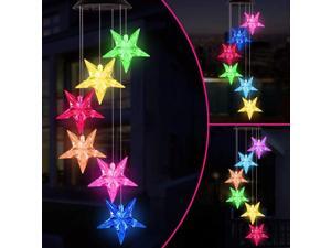 Wind Chimes, Color Changing Solar Wind Chime Outdoor Mobile Waterproof Six Stars LED Solar String Lights Gifts for Home Party Night Garden Hanging Decoration Wind Chimes, Color Changing Solar Wind Chime Outdoor Mobile Waterproof Six Stars LED Solar String Lights Gifts for Home Party Night Garden Hanging Decoration
