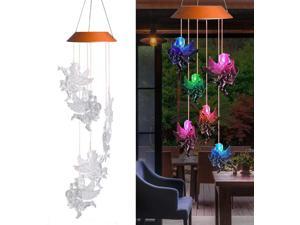 LED Angel Solar Wind Chimes Light Outdoor Hanging  Waterproof Mobile Romantic Solar Powered Changing Color Gifts Wind Chimes for Home Party Festival Night Garden DecorationAngel
