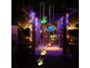 LED Bee Solar Wind Chimes Light Outdoor Hanging  Waterproof Mobile Romantic Solar Powered Changing Color Gifts Wind Chimes for Home Party Festival Night Garden DecorationBee