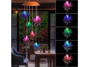 Solar Angel Wind Chimes Outdoor Waterproof Mobile Romantic LED Multi ColorChanging Solar Sensor Powered Lights for Home Yard Night Garden Party Valentines Gift Festival Decor