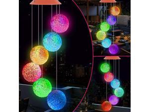 LED Ball Solar Wind Chimes Light Outdoor Hanging  Waterproof Mobile Romantic Solar Powered Changing Color Gifts Wind Chimes for Home Party Festival Night Garden DecorationBall