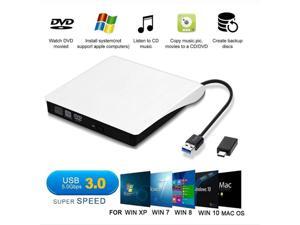 XD001 External CD Drive, USB 3.0 Slim DVD Writer Rewriter Burner High Speed Data Transfer for Desktop/Laptop/Linux/Mac OS/Windows10/8/7 (White) XD001 External CD Drive, USB 3.0 Slim DVD Writer Rewriter Burner High Speed Data Transfer for Desktop/Laptop/Linux/Mac OS/Windows10/8/7 (White)