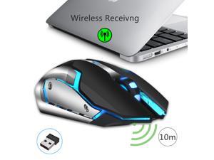 Jansicotek Wireless Lightweight Gaming Mouse with 5 Button Multi RGB Backlit Perforated Ergonomic Optical Sensor 2400 DPI Rechargeable 600 mAh Battery USB Receiver for PC Mac