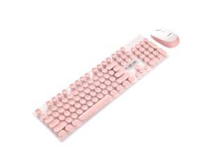 Jansicotek N520 silent Wireless Keyboard and Mouse Combo, 2.4GHz Ergonomic Computer Keyboard and silent Wireless Mouse,USB Unifying Receiver,for PC Computer Laptop Windows,Quiet and Ergonomic,Pink