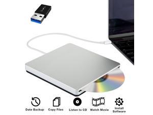 External CD/DVD Drive for Laptop USB-C/USB 3.0 Portable CD/DVD +/-RW Drive Slim DVD/CD ROM Rewriter Burner