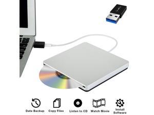 External CD DVD Drive USB-C USB 3.0 Type-C Slim Optical Portable Burner/Writer/Reader Drive Player High Speed Data Transfer for Mac MacBook Pro Air iMac Desktop and Laptop Windows 10/8/7/XP/Vista