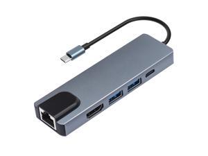 USB C Hub Multiport Adapter, USB 3.1 Gen 2 Hub - 5 in 1 USB C to 4K HDMI Dongle with USB C Power Delivery, 2 USB 3.0 Ports and Gigabit Ethernet Adapter for Mac Book Pro, XPS More Type C Devices