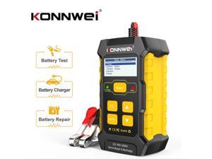 KONNWEI KW510 Universal 3-IN-1 12V Car Battery Tester Full Automatic Pulse Repair Battery Test Wet Dry AGM Gel Charger Cricut Load Analyzer Tool, Car Battery Tester and Chargers for Cars