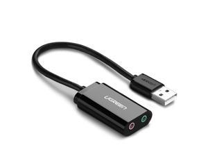 USB-A 3.5mm TRS Microphone to USB 2.0 Stereo Audio External Sound Card Adapter for PC and Mac. USB Sound Card Adapter for Computer or Laptop Convert USB Input to 3.5mm TRS Headphone or Mic Jack, Black
